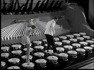 Ruby Keeler Taps on Giant Typewriter, 1937