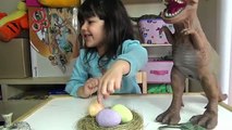 Défi dinosaure dinosaures Oeuf des œufs enfants jouet jouets vidéo contre T-rex velociraptor surp