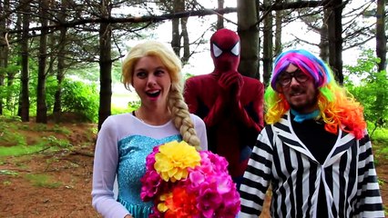 Frozen Elsa FLOWER CAR PRANK! w_ Spiderman Rapunzel Joker Learn Colors Cake Challenge In Real Life-daGKda7XJ_I