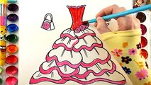 Coloré coloration dessiner Robe pour filles Comment enfants arc en ciel à Il vidéos avec Barbie Pages Marke