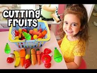 Toy Cutting  Fruits Vegetables - Playtime with Little girl - Learn Colors for Kids Play