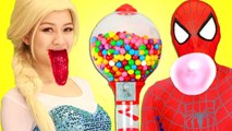 Spiderman Frozen Elsa vs Maleficent Spiderman Elsa Get Gummy Joker Tongue Fun Superhero in Real Life