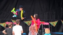 06/23/17 Glastonbury Festival Alan Sands performs his Comedy Magic with a young heckler in