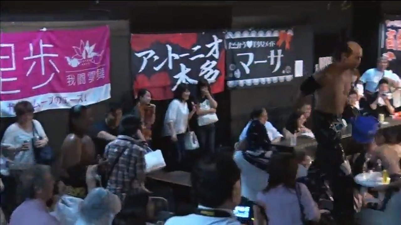 Brahman Brothers (Brahman Kei & Brahman Shu) & Gorgeous Matsuno vs. T2Hide (Kazuki Hirata & Toru Owashi) & Yukio Collection AT (Yukio Sakaguchi) - DDT Beer Garden Fight (2017) ~ Shuten Doji DAY ~