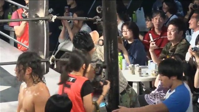 Colonel Ima (Hoshitango), Private Honda (Antonio Honda) & Superior Private Higuchi (Kazusada Higuchi) (w/Yuji Hino) vs. Shuten Doji (KUDO, Masahiro Takanashi & Yukio Sakaguchi) (w/Kota Umeda) - DDT Beer Garden Fight (2017) ~ Shuten Doji DAY ~