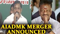 AIADMK merger announced, Palanisamy and Panneerselvam join forces | Oneindia News