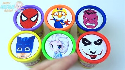 Скачать видео: Argile les couleurs ponton Apprendre masques jouer homme araignée empilage jouets Сups doh elsa joker pj pororo fo