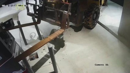 Watch Thieves Use Huge Forklift to Steal ATM