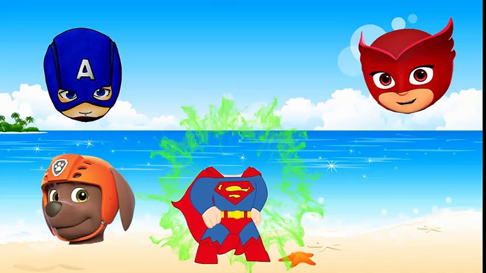 ⁣Wrong Head PJ Mask, Zuma Paw Patrol, Super Man, Captain American Finger Family Songs Learn Color Kid