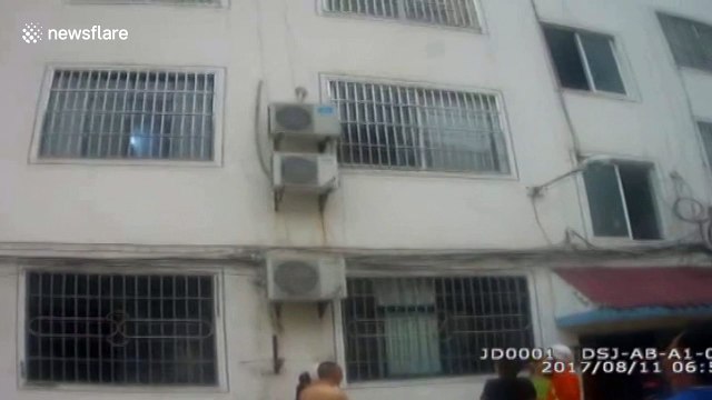 Girl miraculously saved from apartment fall by landing on air conditioning unit