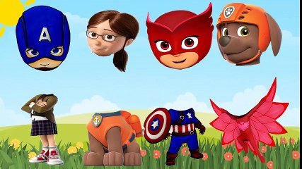 Wrong Head Zuma Paw Patrol, PJ Mask, Despicable Me 3, Captain American Finger Family Song Colorful