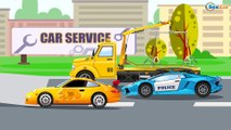The Police Car and Cop Cars Race in the City Kids Animation and Trucks Cartoon for children