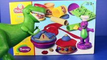 Play Doh Barney and Friends Bakery with Toy Story Rex Dinosaur Eating Playdough Cake and C