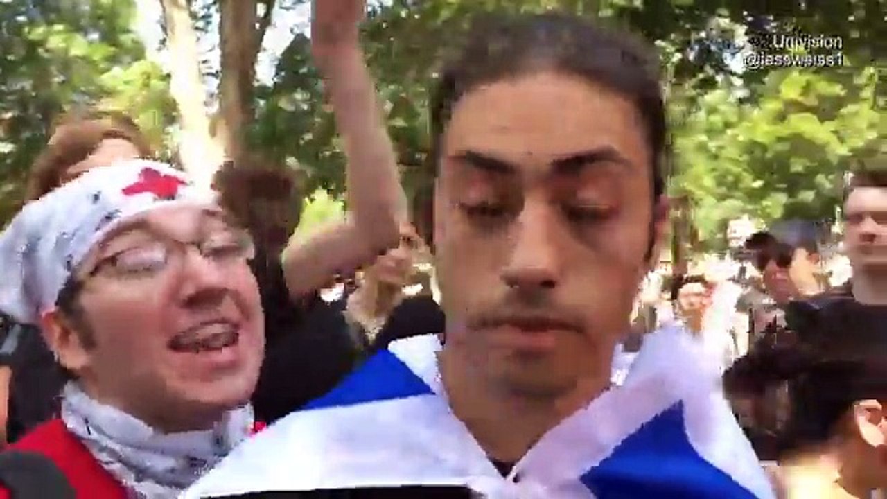 Trump supporter gets heckled by Boston counter-protesters