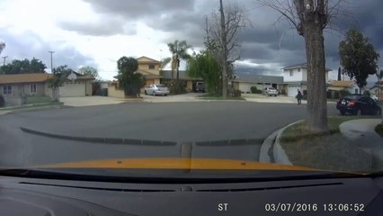 Il se fait griller en train de lancer une pierre sur une voiture.