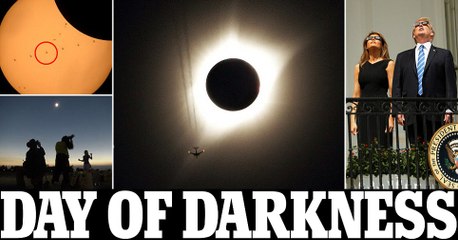 Trumps from White House balcony join the watching first glimpse of the solar eclipse