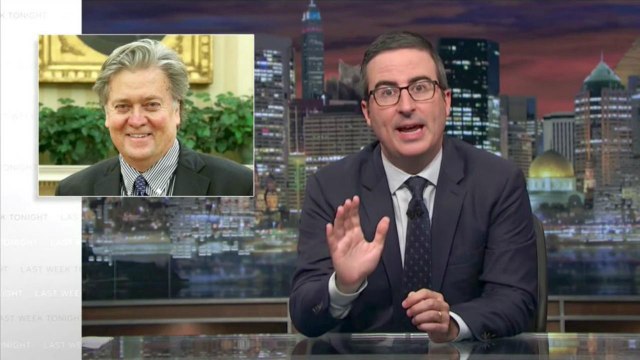 John Oliver Weighs In On Steve Bannon's White House Departure | THR News