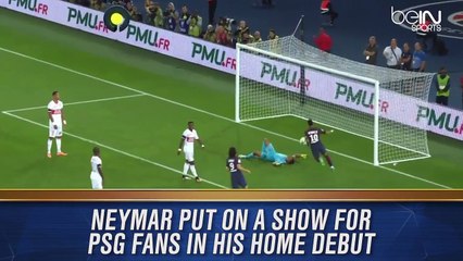 Neymar puts on a show for PSG fans in his home debut