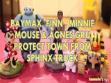 BAYMAX FINN MINNIE MOUSE AGNES GRU PROTECT TOWN FROM SPHINX TRUCK BIG HERO 6 Toys BABY Videos