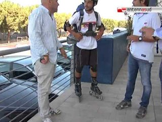 TG 09.08.12 Passa da Corato il giro d'Italia in pattini di uno studente torinese