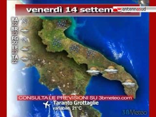 Previsioni del tempo, venerdì 14 settembre