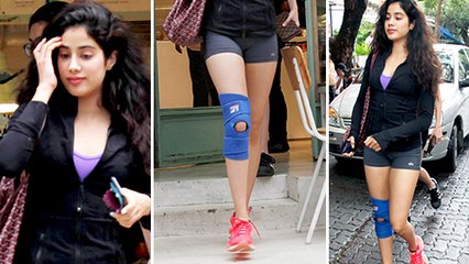 Sridevi's Daughter Jhanvi Kapoor Knee INJURY  Spotted Wearing Knee Cap