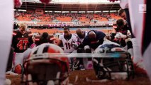 Browns players kneel in prayer during national anthem