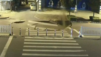 Un scooteriste distrait par son téléphone tombe dans une doline