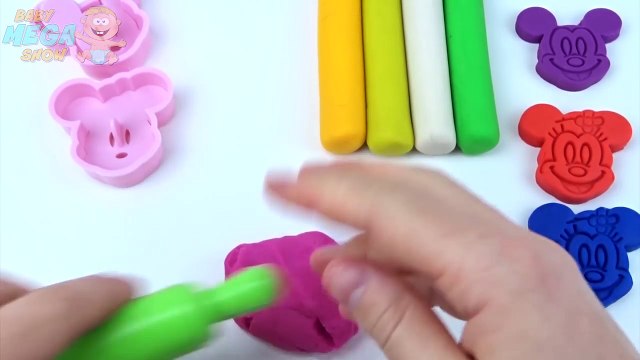 Learn Colors Play Dough Mickey Mouse Hello Kitty Molds Rainbow Clay Fun and Creative for K