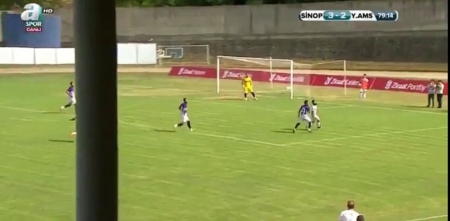 Security guard walks on the pitch whilst talking on phone during Turkish Cup match!