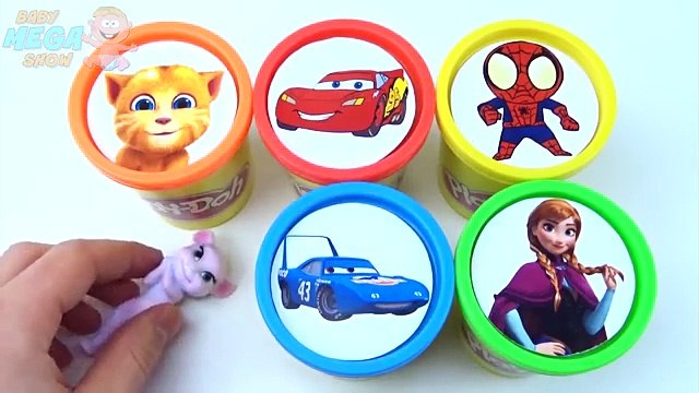 Des voitures les couleurs tasses gelé Apprendre jouer homme araignée empilage Parlant à M jouets Doh elsa mcqueen fo