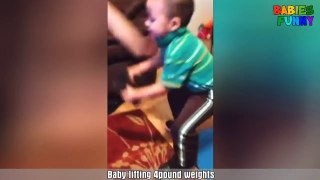 Cute Baby Lifting Weights - Funny Babies Videos 2017