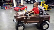 Playing With His Power Wheels Ride On! Dodge Ram 3500 Dually Hauling the Chevy Silverado 1