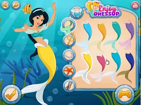 Disney Mermaid Princesses All Disney Princesses Dress Up Princess Elsa Becomes A Real Mermaid , Cartoons game animated movies 2018
