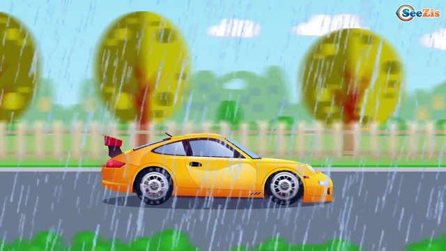 Carros infantiles - Coche de Policía y Carros de Carreras - Coches para niños. Caricatura de carros