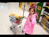 Doing Grocery Shopping with Baby Dolls / Kids Size Shopping Cart