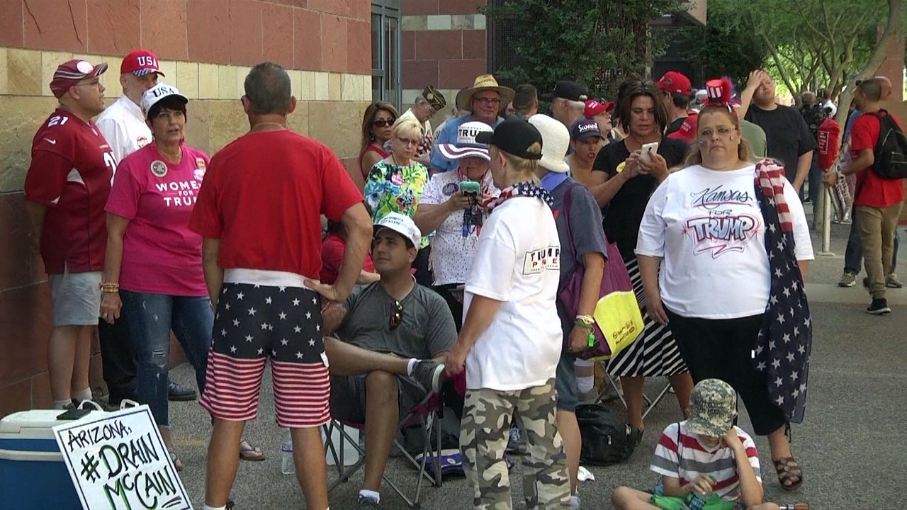 Donald Trump supporters gather for rally in Phoenix