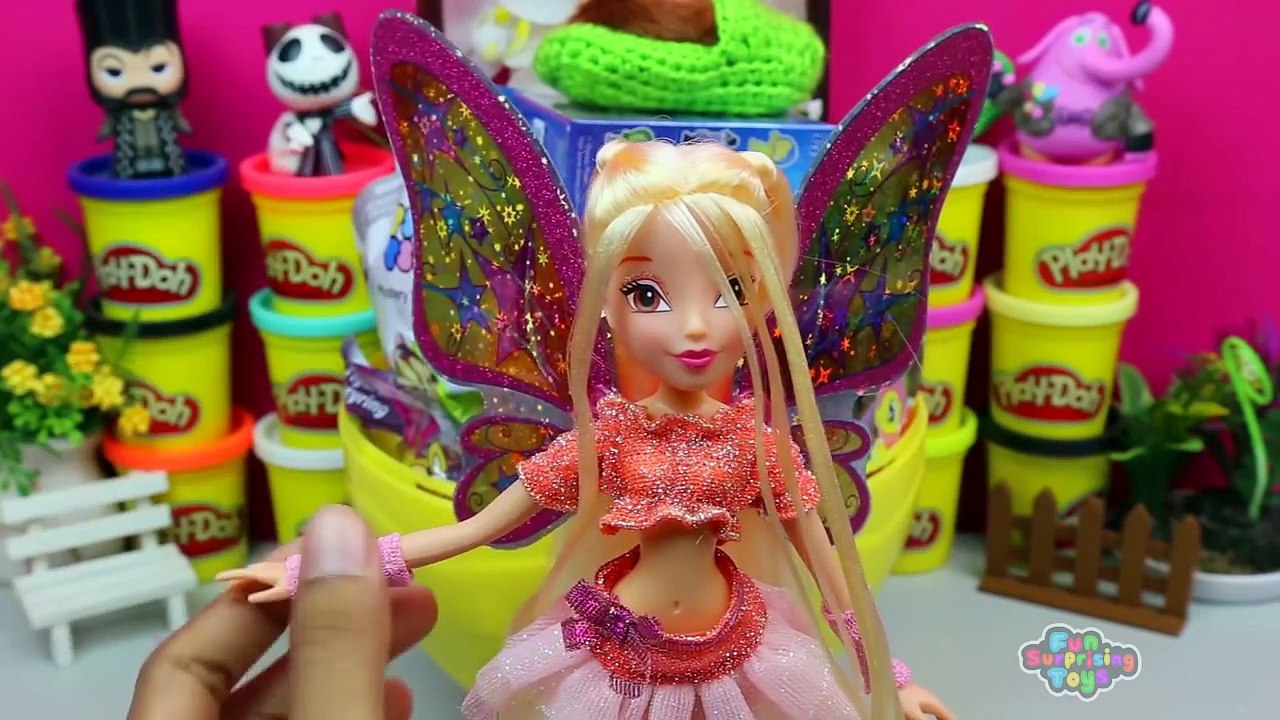 GIANT Bloom Stella Surprise Eggs Play Doh - Winx Club My Little Pony Inside Out Mystery Mi