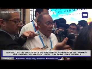 Statement of Philippine Government and Statement of Pres. Duterte at Laos
