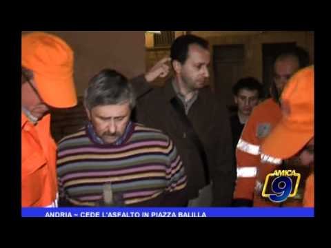 Andria | Cede l'asfalto in Piazza Balilla