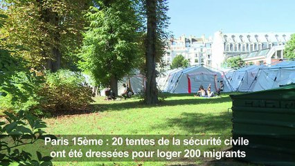 Un centre temporaire pour migrants dans le 15e à Paris