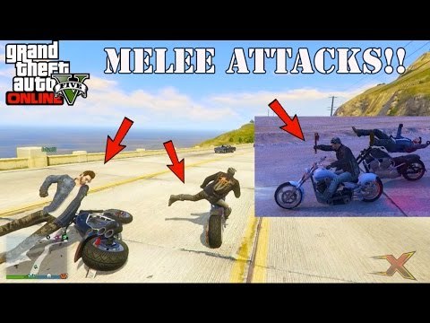 GTA 5 BIKER DLC - How to use MELEE WEAPONS & KICK on BIKE Tutorial