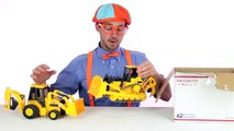 Retroexcavadora niveladora Canal construcción para Niños Aprender letras mi juguetes con Blippi |