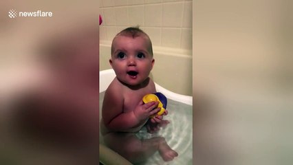Baby is terrified by mother's face mask