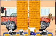 De dibujos animados sobre el coche de dibujos animados de recogida en la reparación de la lavadora de sintonización de reparación de automóviles súper