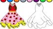 Pretty Dresses Coloring Page for Children to Learn Color with Glitter Watercolor Paint