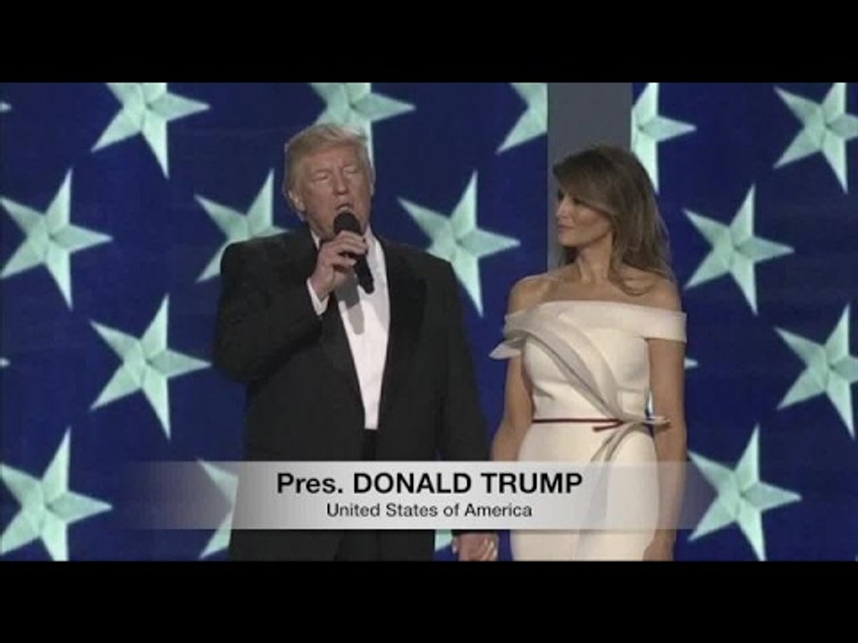 Trump pokes fun at Twitter use during ball.