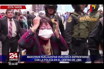 Download Video: Continúan los enfrentamientos entre la Policía y huelguistas en el Centro de Lima