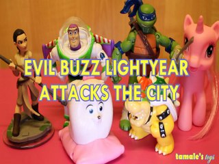 BUZZ LIGHTYEAR ATTACKS CITY  REY GIDGET TSLOP TOY STORY LEONARDO BOWSER PRINCESS PONY DISNEYToys BABY Videos, STAR WARS