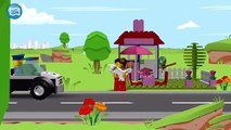 Ciudad Niños para y lego historieta sobre los coches de la policía en los coches de dibujos animados rusos